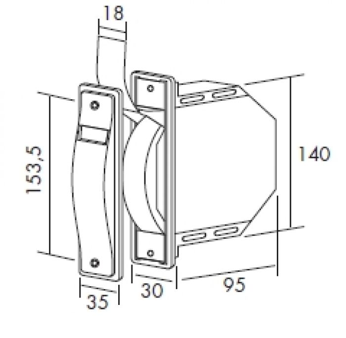 Recogedor de embutir para persiana cinta 18 mm pintas 18 x 3,5 x 10,5 cm