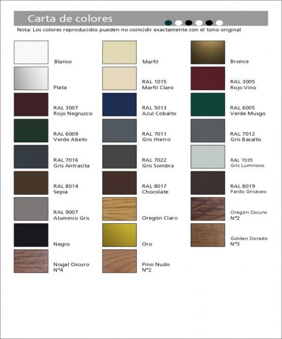 Carta de colores Ral  Colores para ventanas de aluminio y Pvc